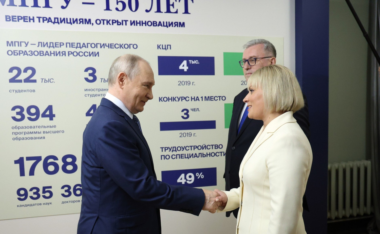 Владимир Путин посетил выставку «Единая школа – Единая страна» и принял участие в открытии новых школ в пяти регионах России